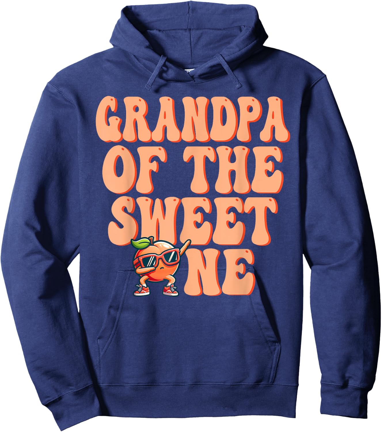Grandpa of The Sweet One Peach 1st Birthday on Peach Hoodie - Hoodie | Navy