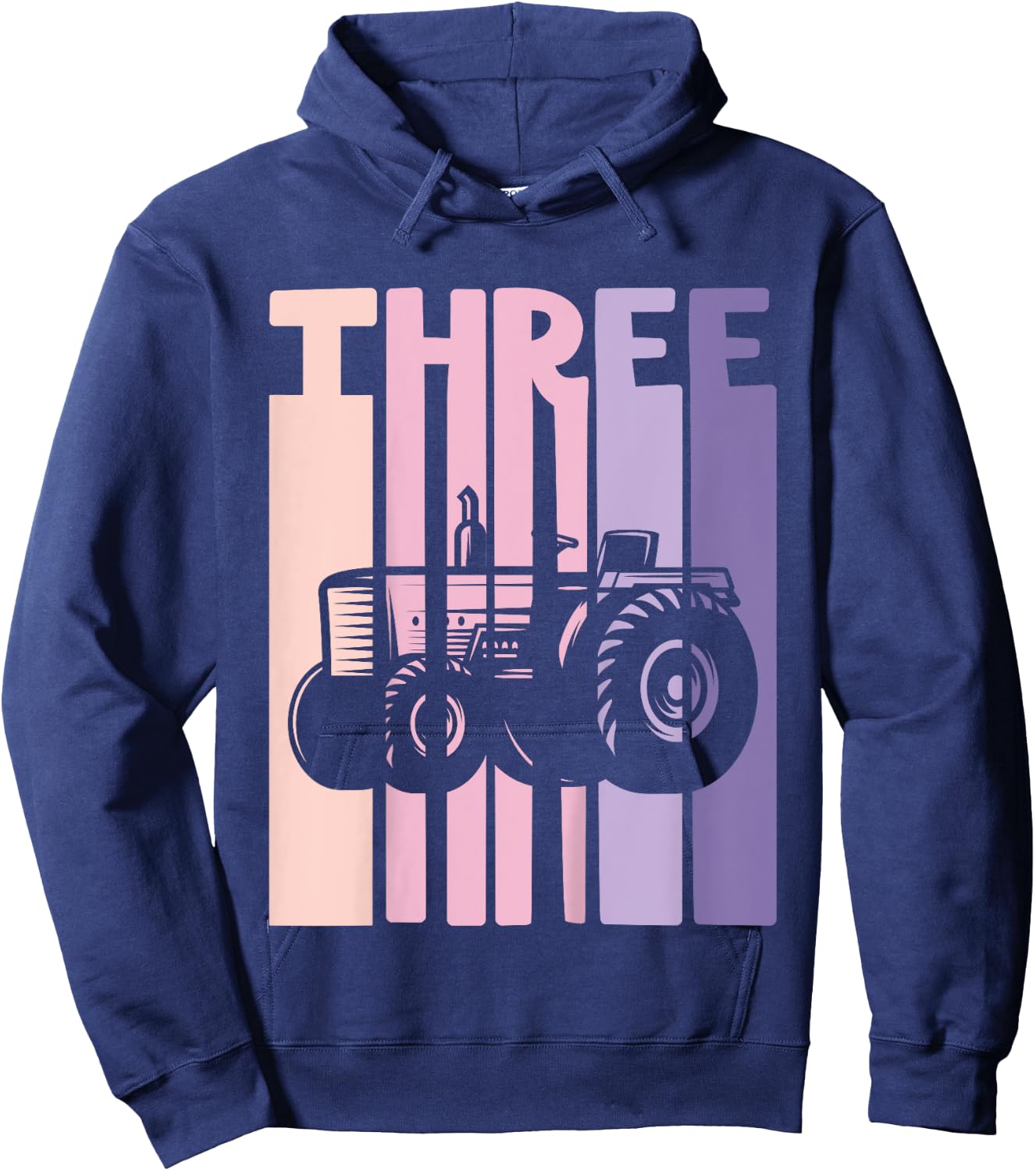3rd Birthday Retro Farm Tractor Theme Farmer Girl 3 years Hoodie - Hoodie | Navy