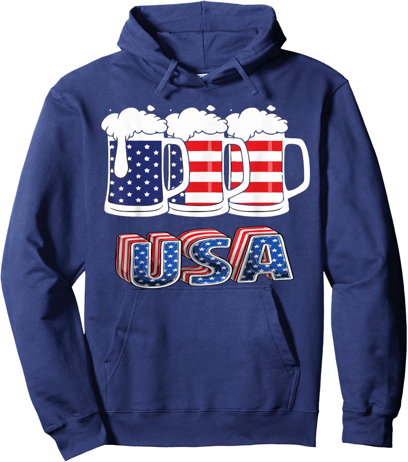 Beer American Flag 4th Of July Merica USA Drinking Team Men Hoodie - Hoodie | Navy