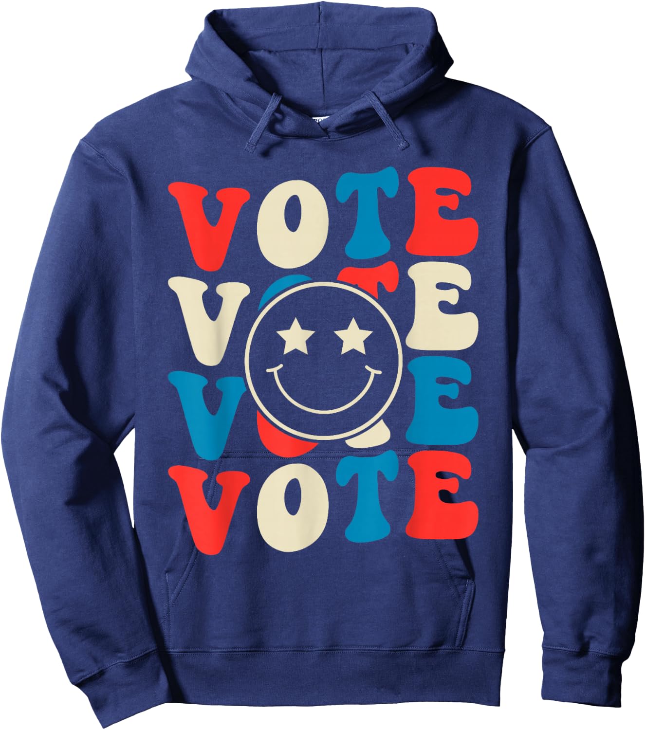 Vote Election 2025 Cute Retro Groovy American Voter Girls Hoodie - Hoodie | Navy
