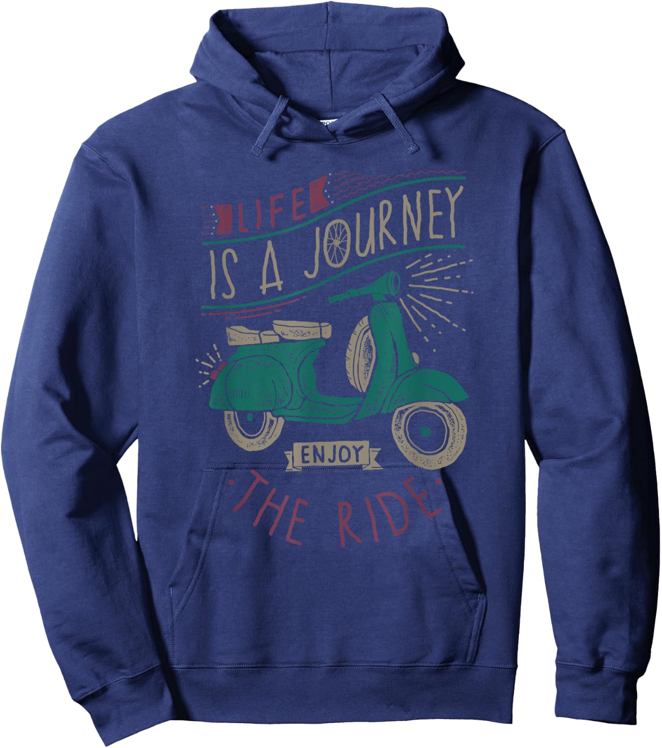 Life Is A Journey Enjoy The Ride Moped Vintage Retro Scooter Hoodie - Hoodie | Navy