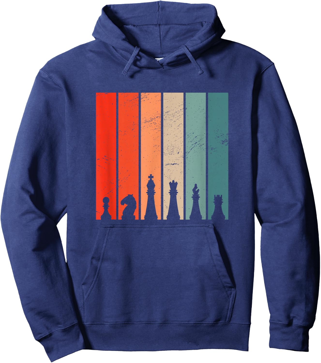 Retro Chess Chessboard Chess Character Chess Pieces Hoodie - Hoodie | Navy