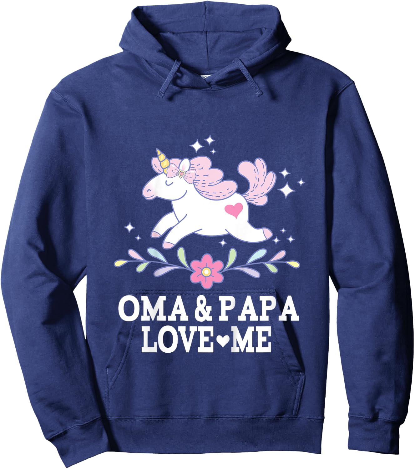 Oma and Papa Love Me Granddaughter Unicorn Hoodie - Hoodie | Navy
