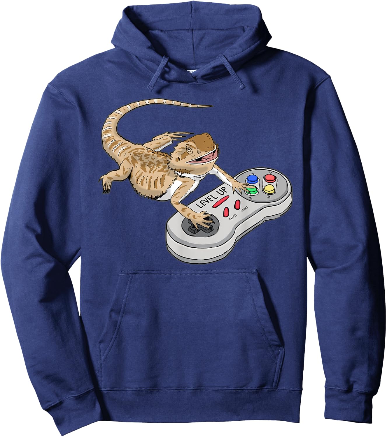 Bearded Dragon Playing Video Game Reptiles Pagona Gamers Small Hoodie - Hoodie | Navy