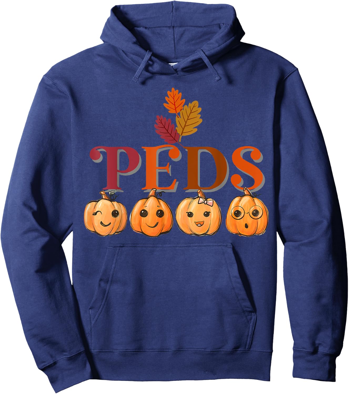 Peds Cute Pumpkin Fall Thanksgiving Pediatric Nurse Retro Hoodie - Hoodie | Navy
