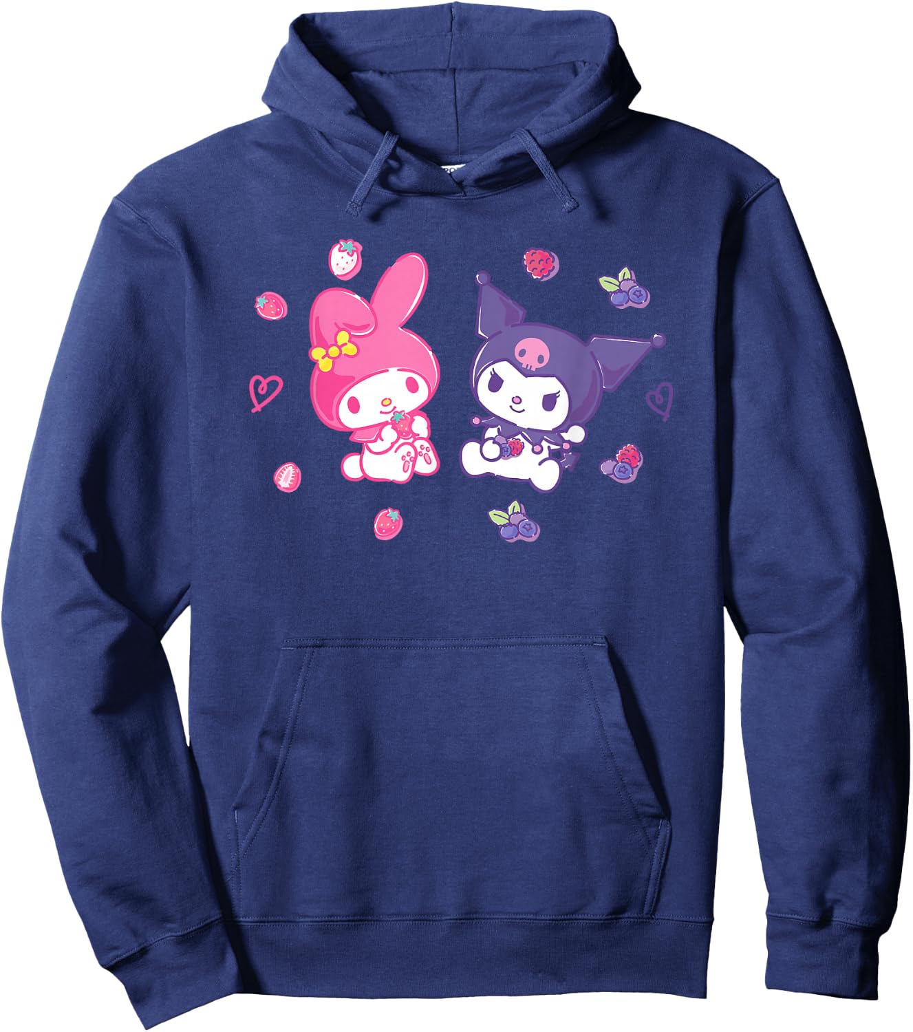Sanrio Kuromi and My Melody Berries , Small, Black Hoodie - Hoodie | Navy