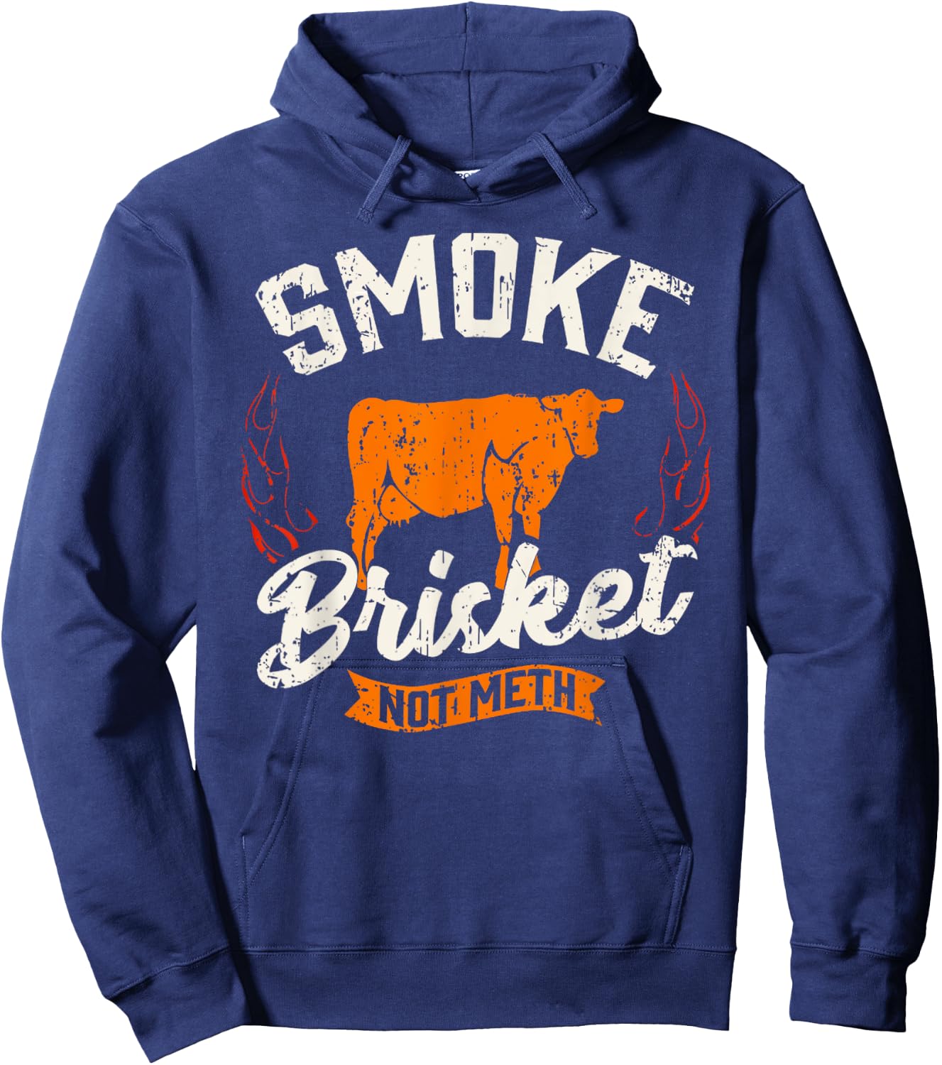 Vintage Smoke Brisket Not Meth Barbeque Meat Grilling Bbq Hoodie - Hoodie | Navy