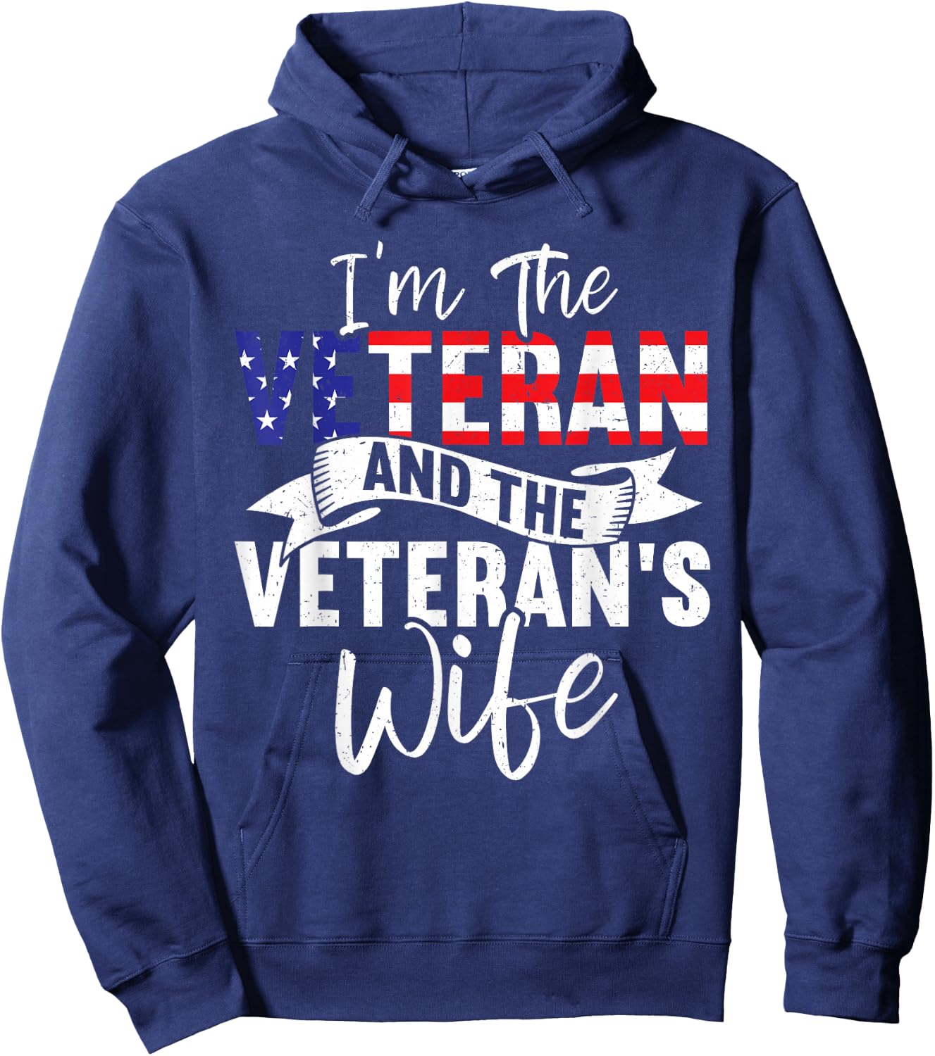 The Veteran & The Veteran's Wife Proud American Veteran Wife Hoodie - Hoodie | Navy