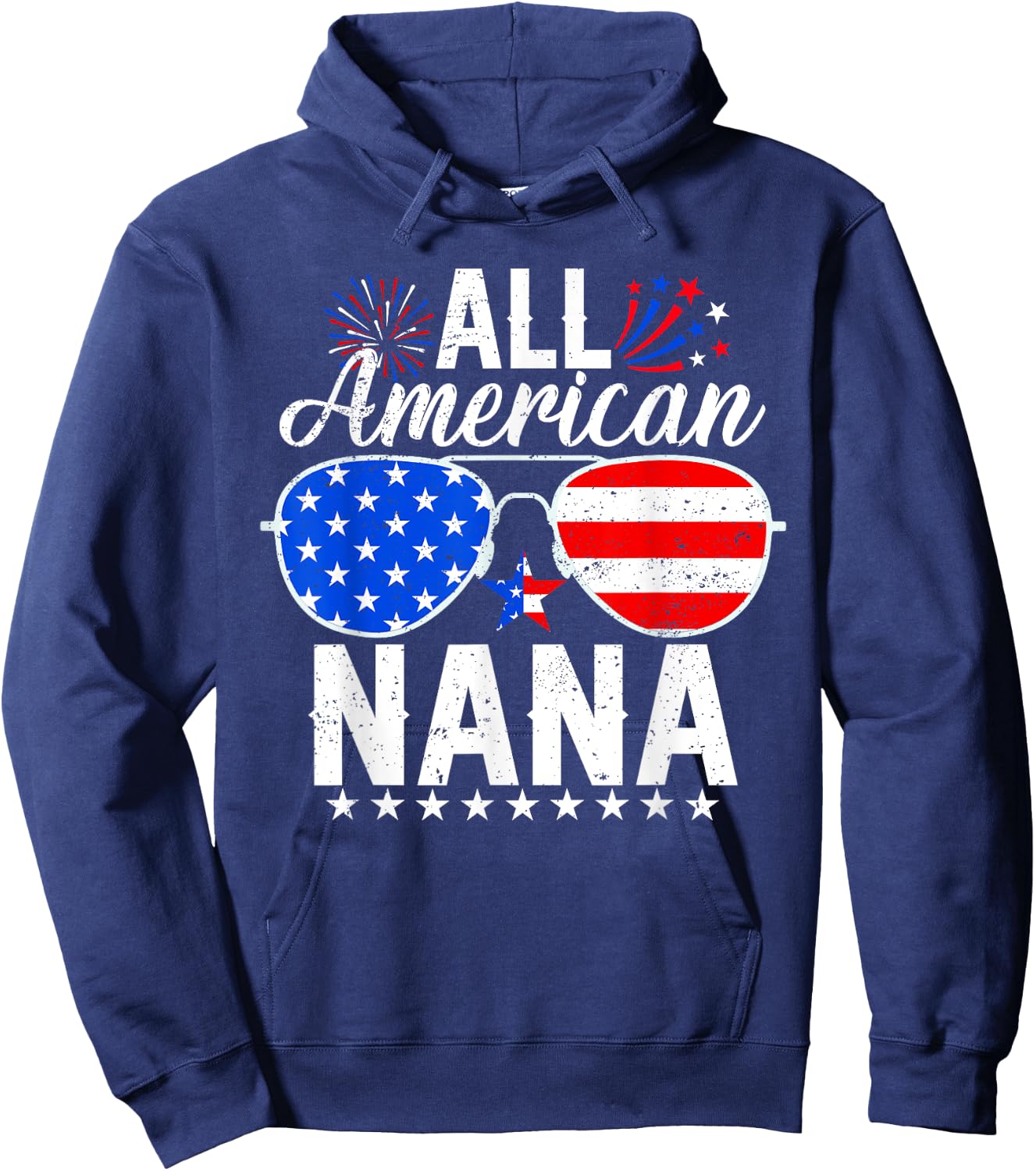 All American Nana Funny 4th of July Family Matching Hoodie - Hoodie | Navy