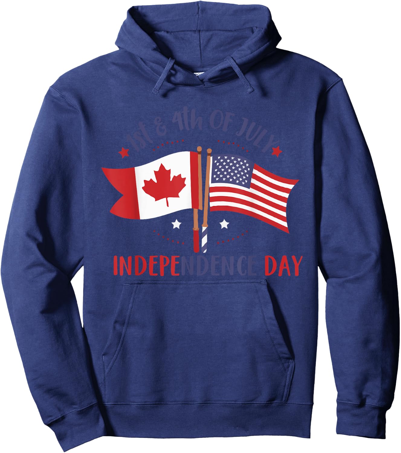 HAPPY INDEPENDENCE DAY Canadian American FLAG 4th of July Men Hoodie - Hoodie | Navy