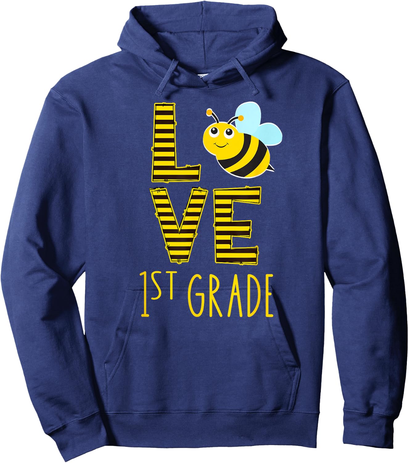 Love 1st Grade Back To School Yellow Bee 1st Grade Teacher Hoodie - Hoodie | Navy