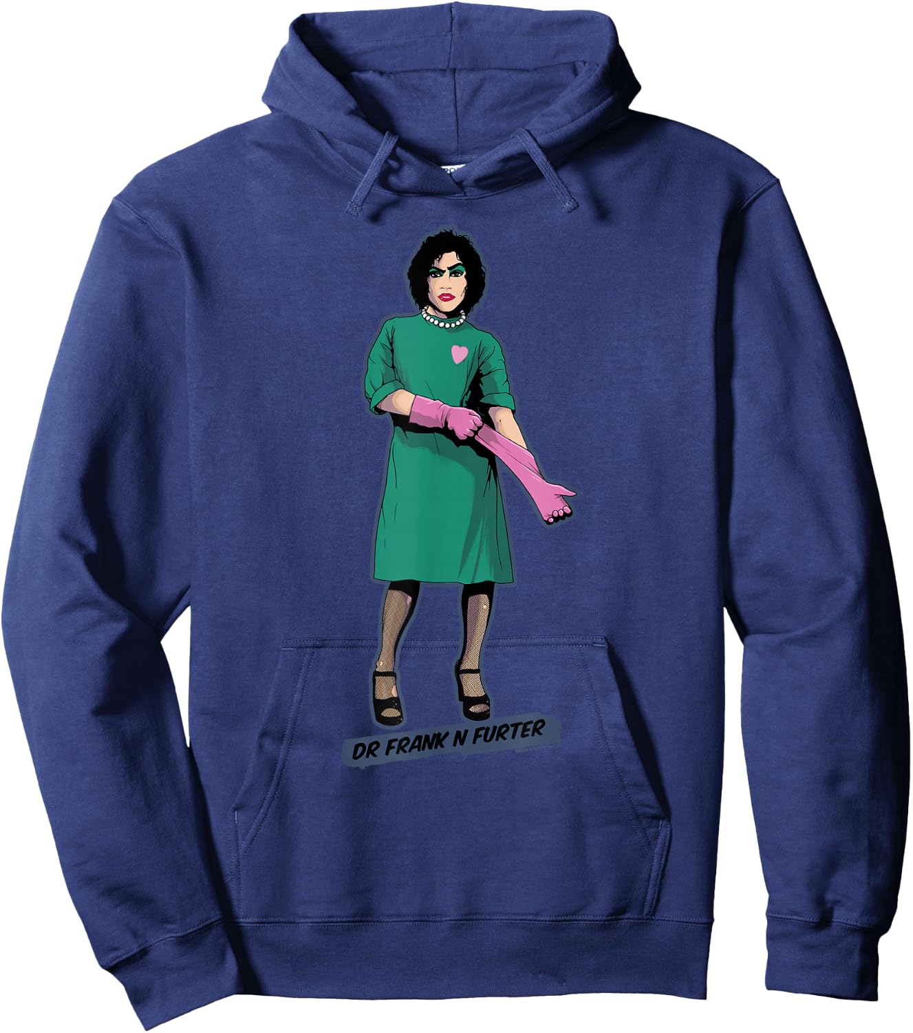 Rocky Horror Show Dr Frank N Furter Pink Gloves Hoodie - Hoodie | Navy