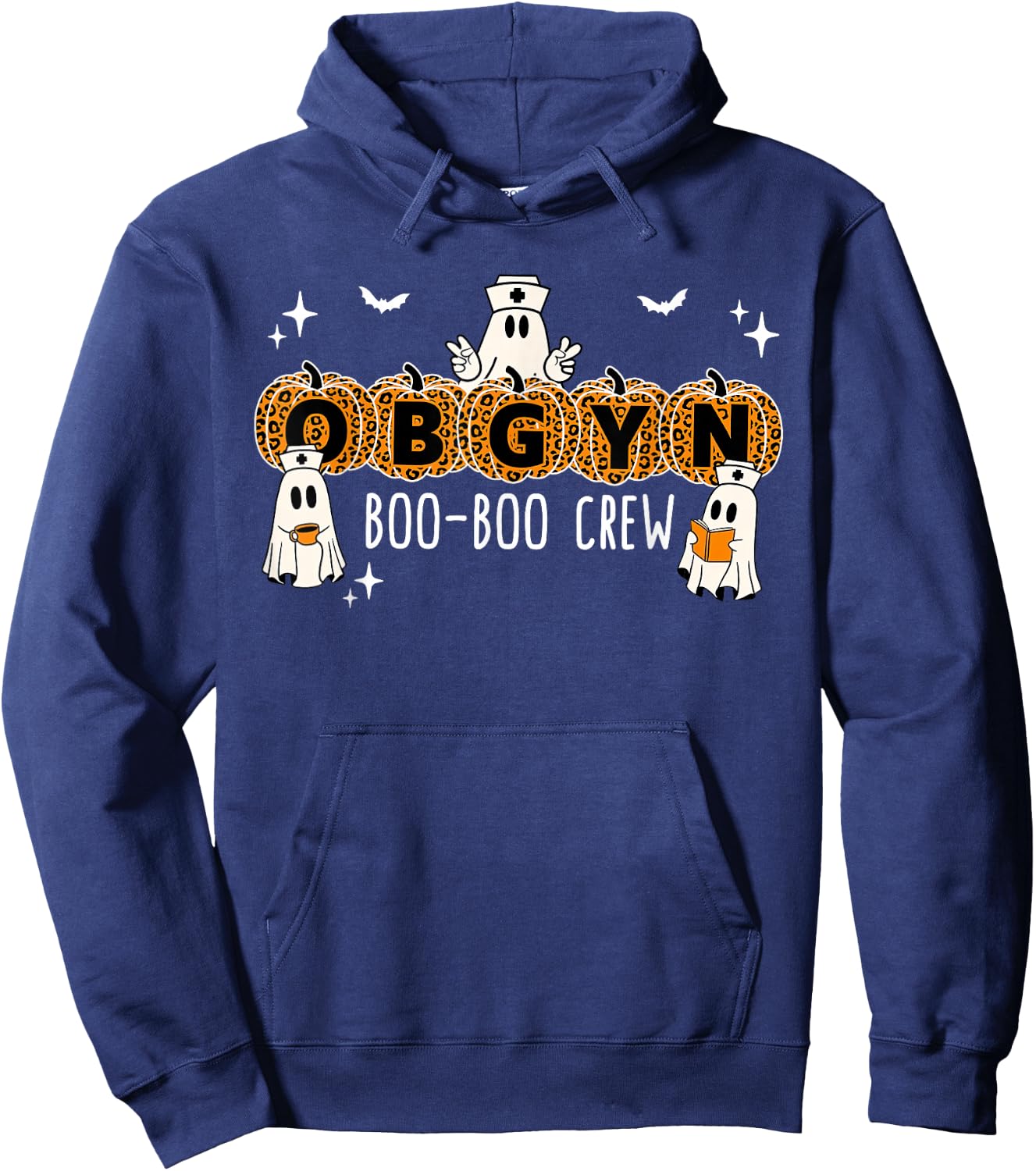 OBGYN Boo Boo Crew Obstetrics Nurse Ghost Pumpkin Halloween Hoodie - Hoodie | Navy