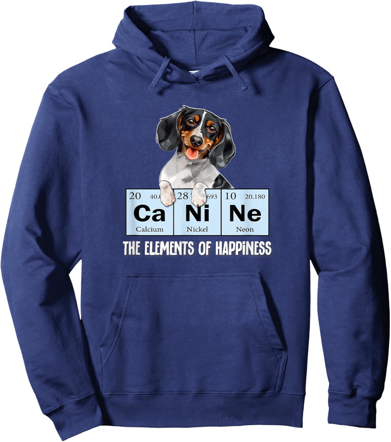 Funny Elements of Happiness Piebald Dachshund Lover Hoodie - Hoodie | Navy