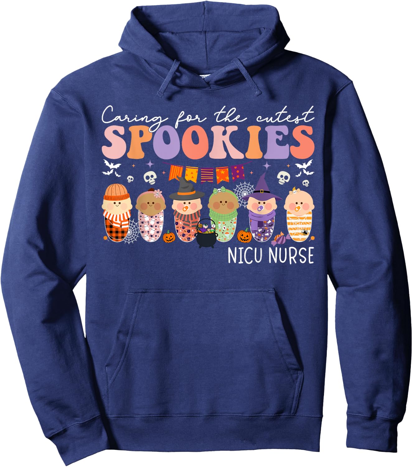 Caring For The Cutest Little Spookies NICU Nurse Halloween Hoodie - Hoodie | Navy