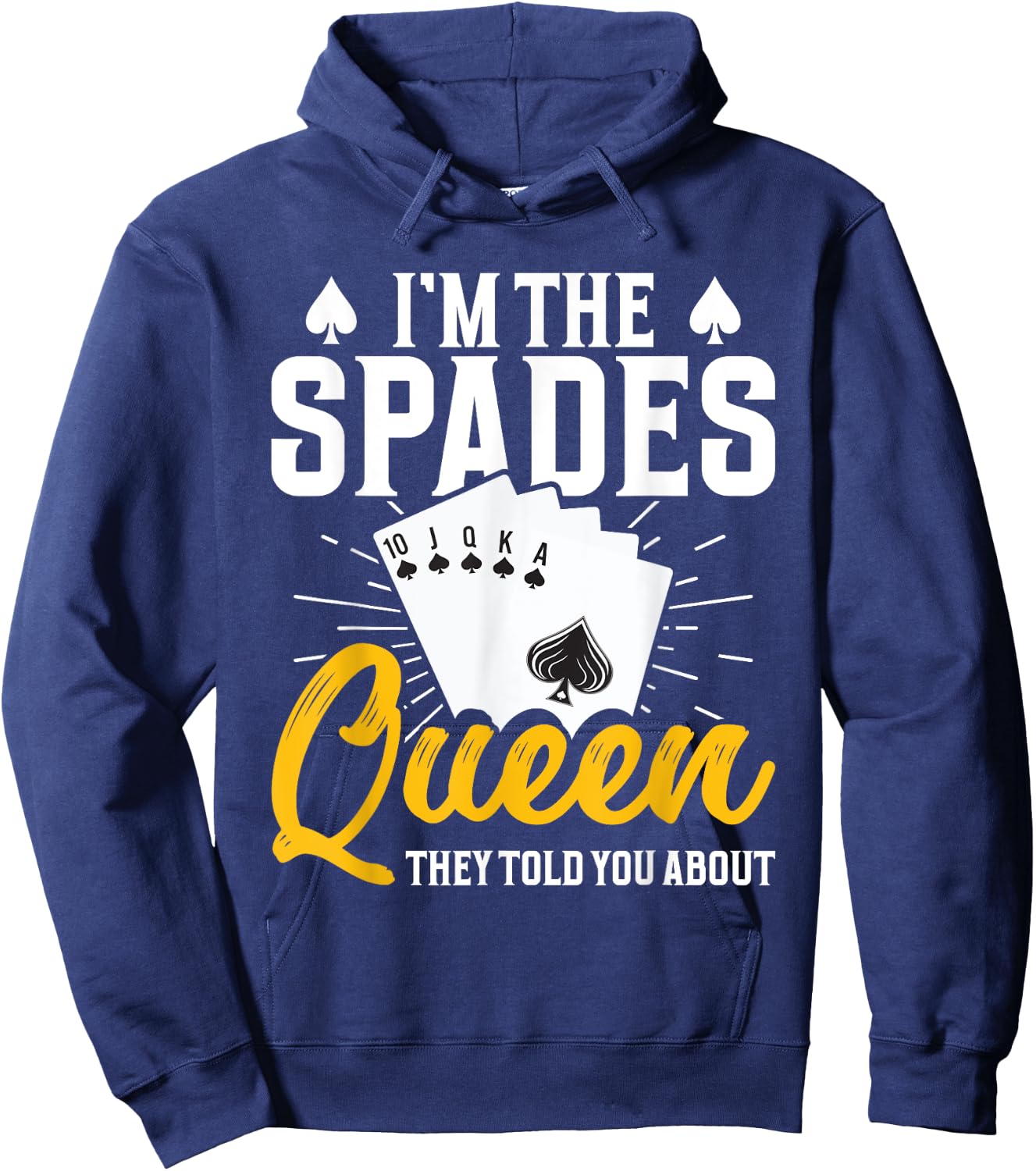 Spades Card Game Set Playing Cards Queen of Spades Hoodie - Hoodie | Navy