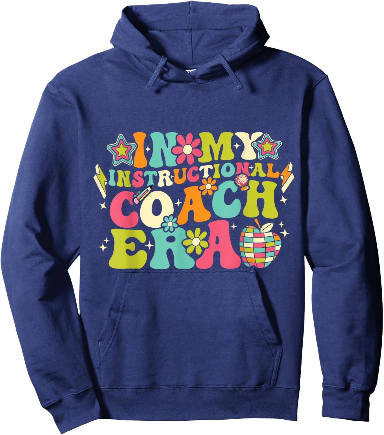 In My Instructional Coach Era Groovy Back To School Hoodie - Hoodie | Navy