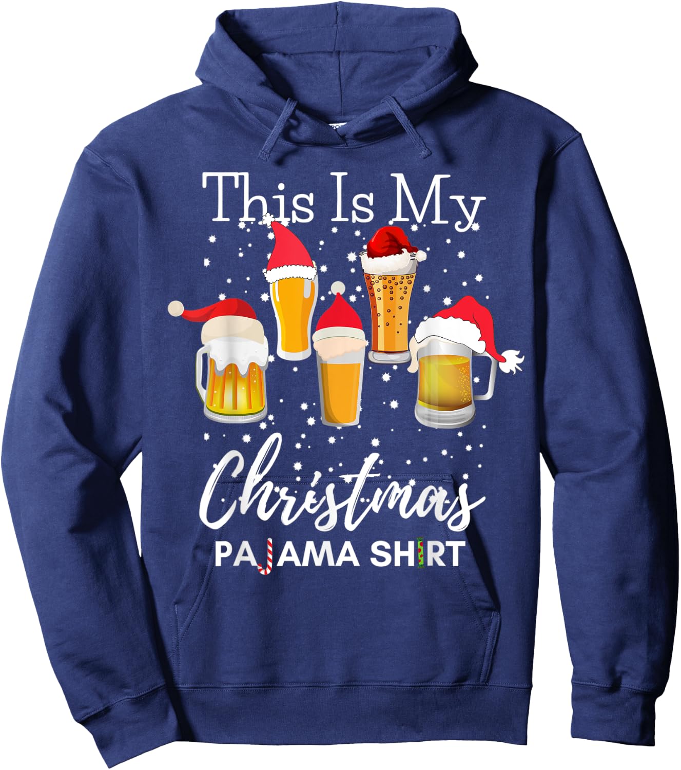 This Is My Christmas Pajama Beer Drinking Santa Funny Hoodie - Hoodie | Navy