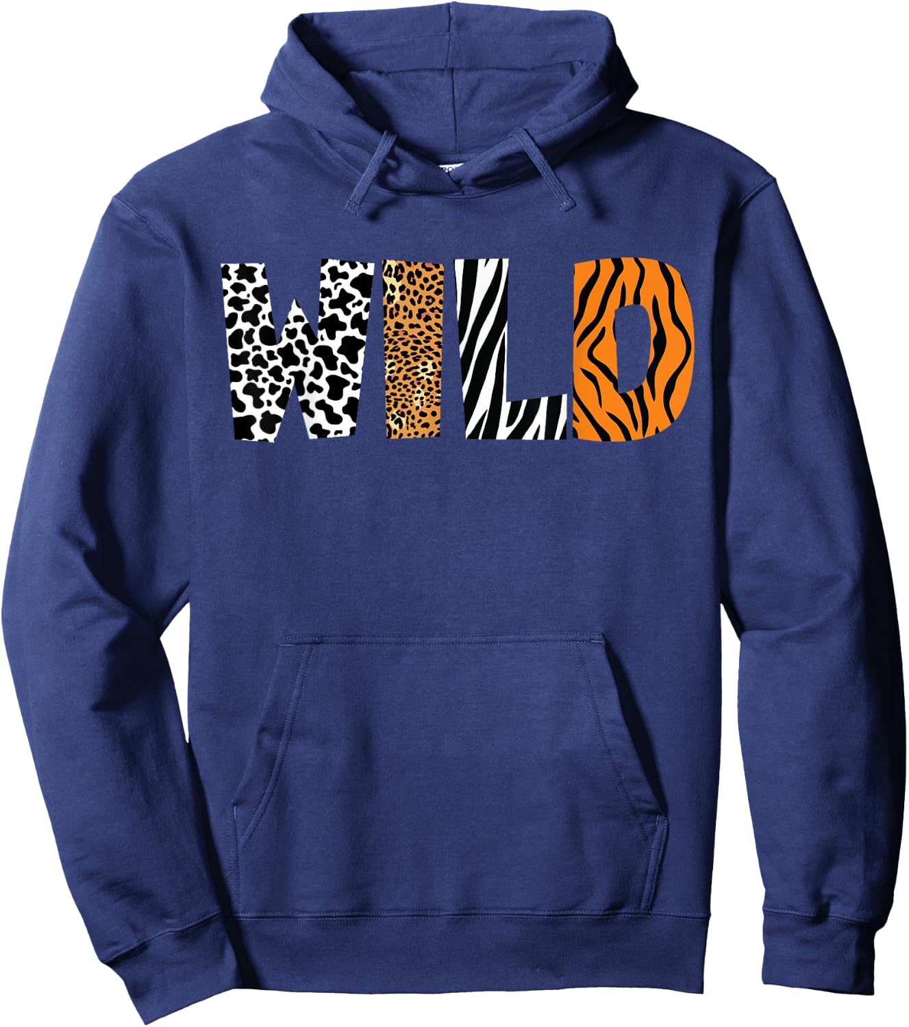Wild Animal Pattern Cow Leopard Zebra Tiger Animal Print Small Hoodie - Hoodie | Navy