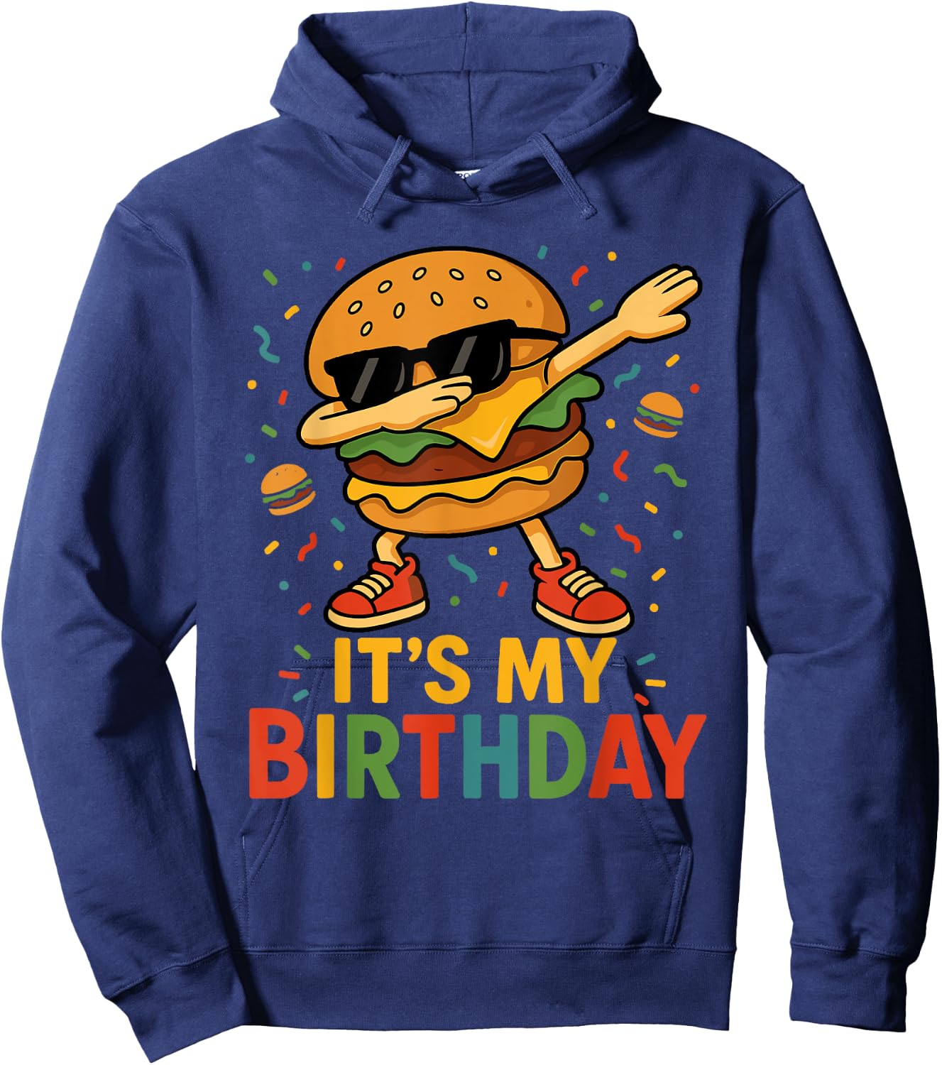 Its My Birthday Dabbing Burger Funny Family Matching Party Hoodie - Hoodie | Navy