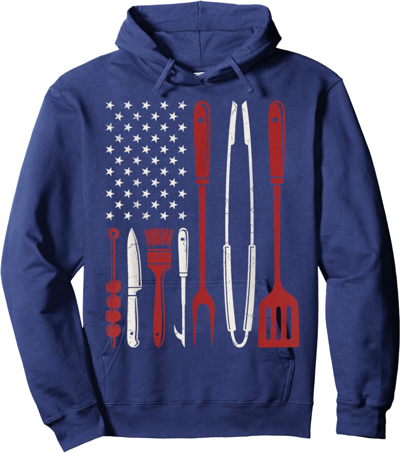 Barbecue USA Flag Grilling BBQ Eater Maker Barbecue Lover Hoodie - Hoodie | Navy