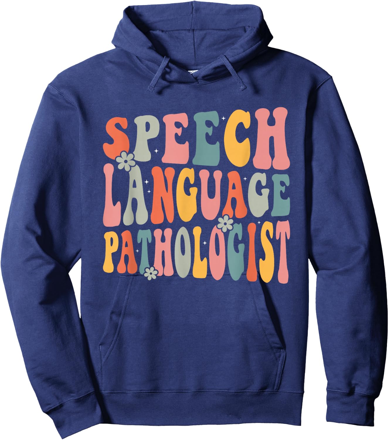 Speech Language Pathologist Speech Therapy SLP Retro Groovy Hoodie - Hoodie | Navy