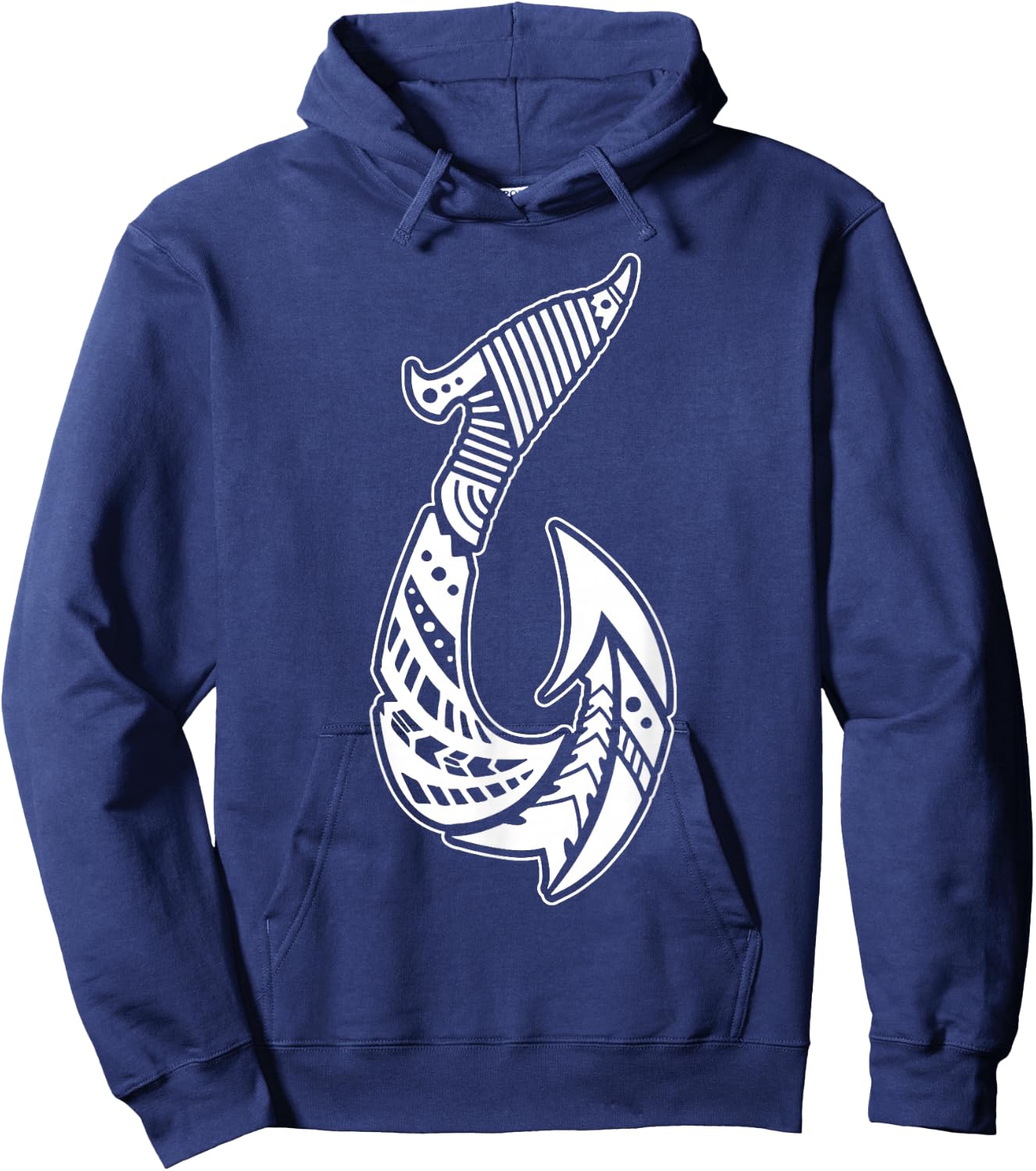 Tribal Hawaiian Fish Hook Pacific Islander Fishing Hawaii Hoodie - Hoodie | Navy