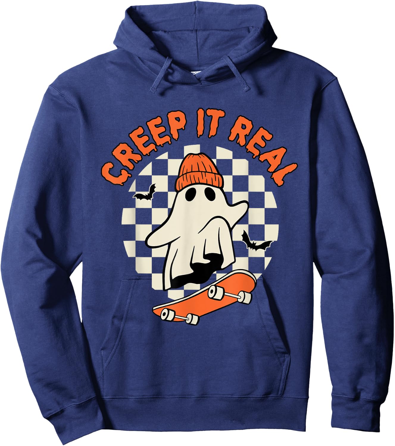 Vintage Retro Halloween Creep It Real Ghost Boy Fall Season Hoodie - Hoodie | Navy