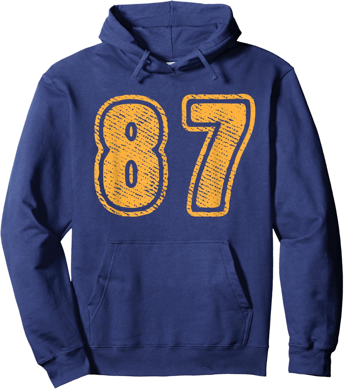 Number 87 On Front Big Bold 87 Team Group Player Matching Hoodie - Hoodie | Navy