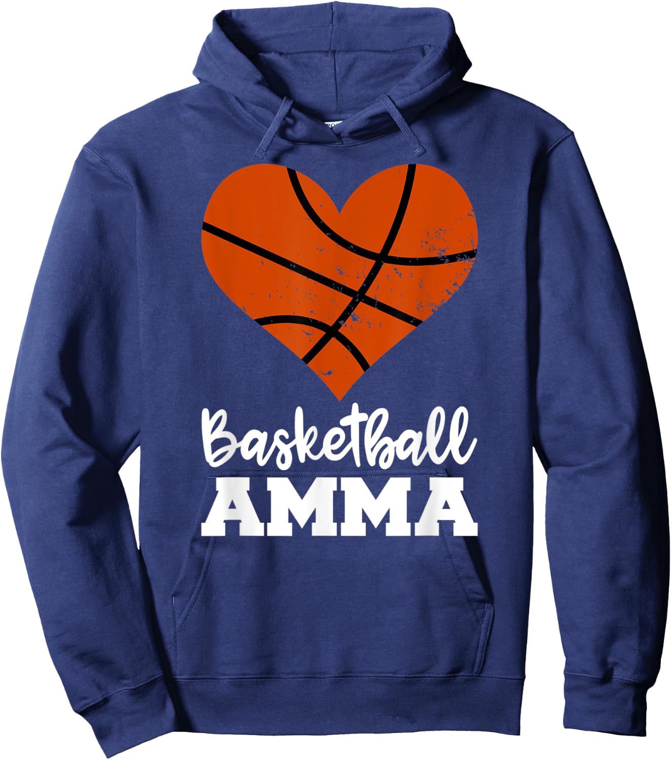 Basketball Amma Funny Basketball Heart Grandma Amma Hoodie - Hoodie | Navy