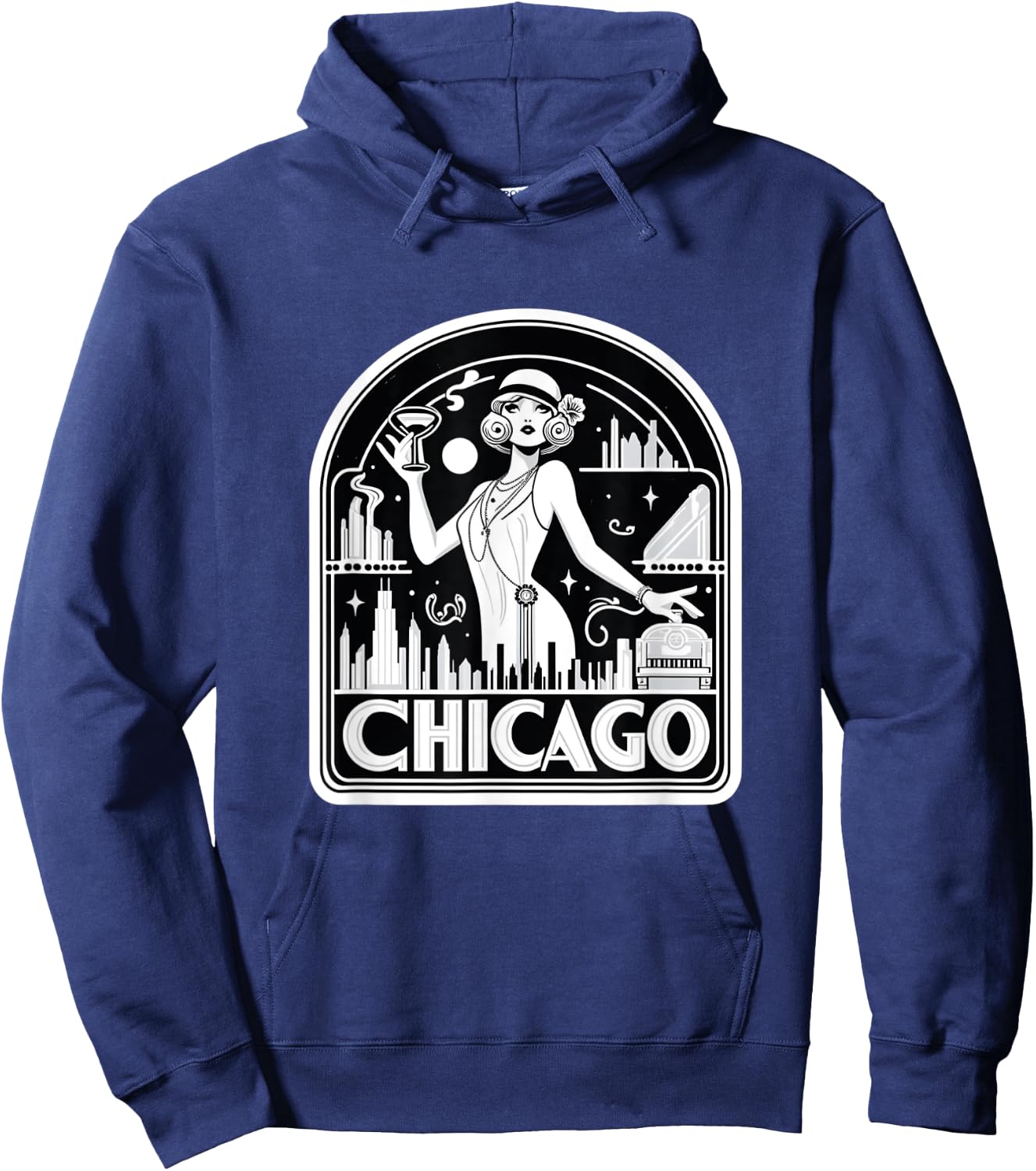 Chicago Flapper Velma Roxie 1920s Art Deco Musical Theatre Hoodie - Hoodie | Navy
