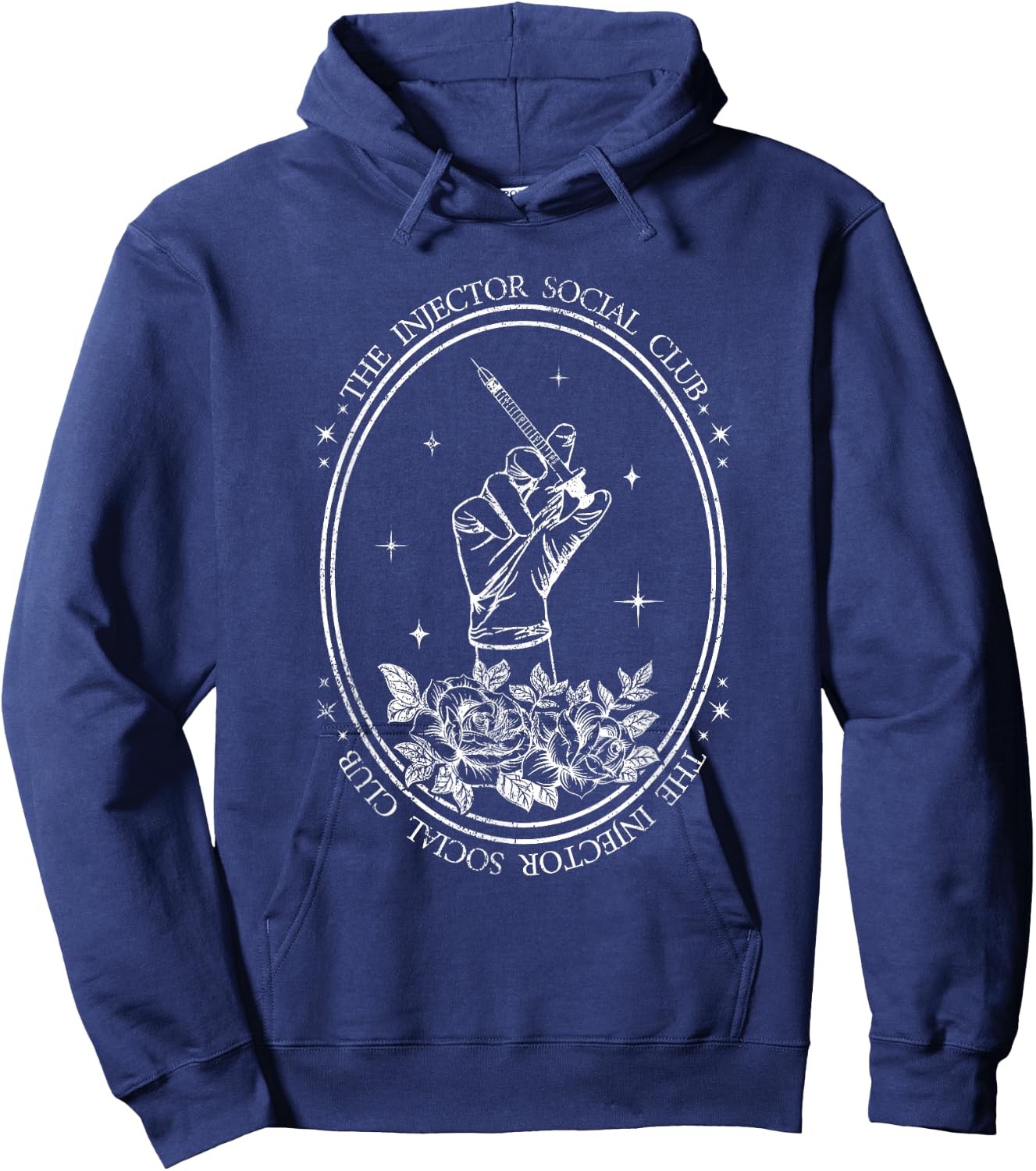 Vintage The Injector Social Club Aesthetic Nurse Injector Hoodie - Hoodie | Navy
