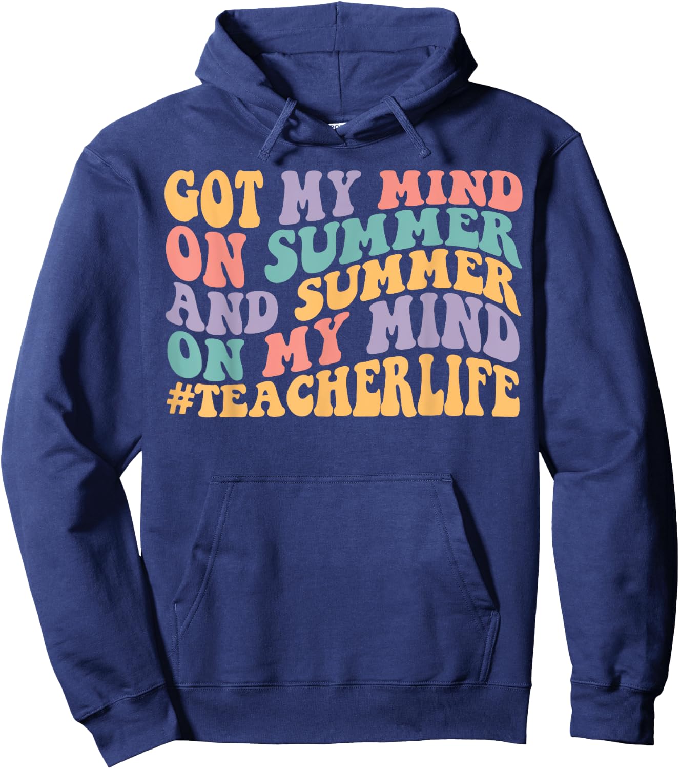 Groovy Happy Face Summer Vibes Got My Mind On Summer Teacher Women Hoodie - Hoodie | Navy
