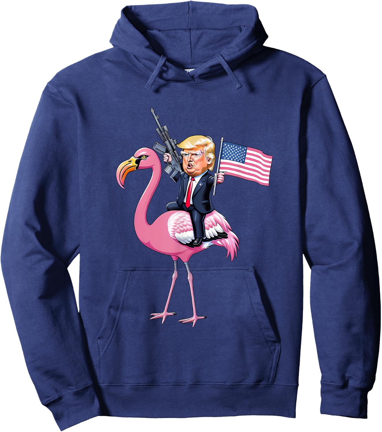 President Donald Trump Flamingo Hoodie - Hoodie | Navy