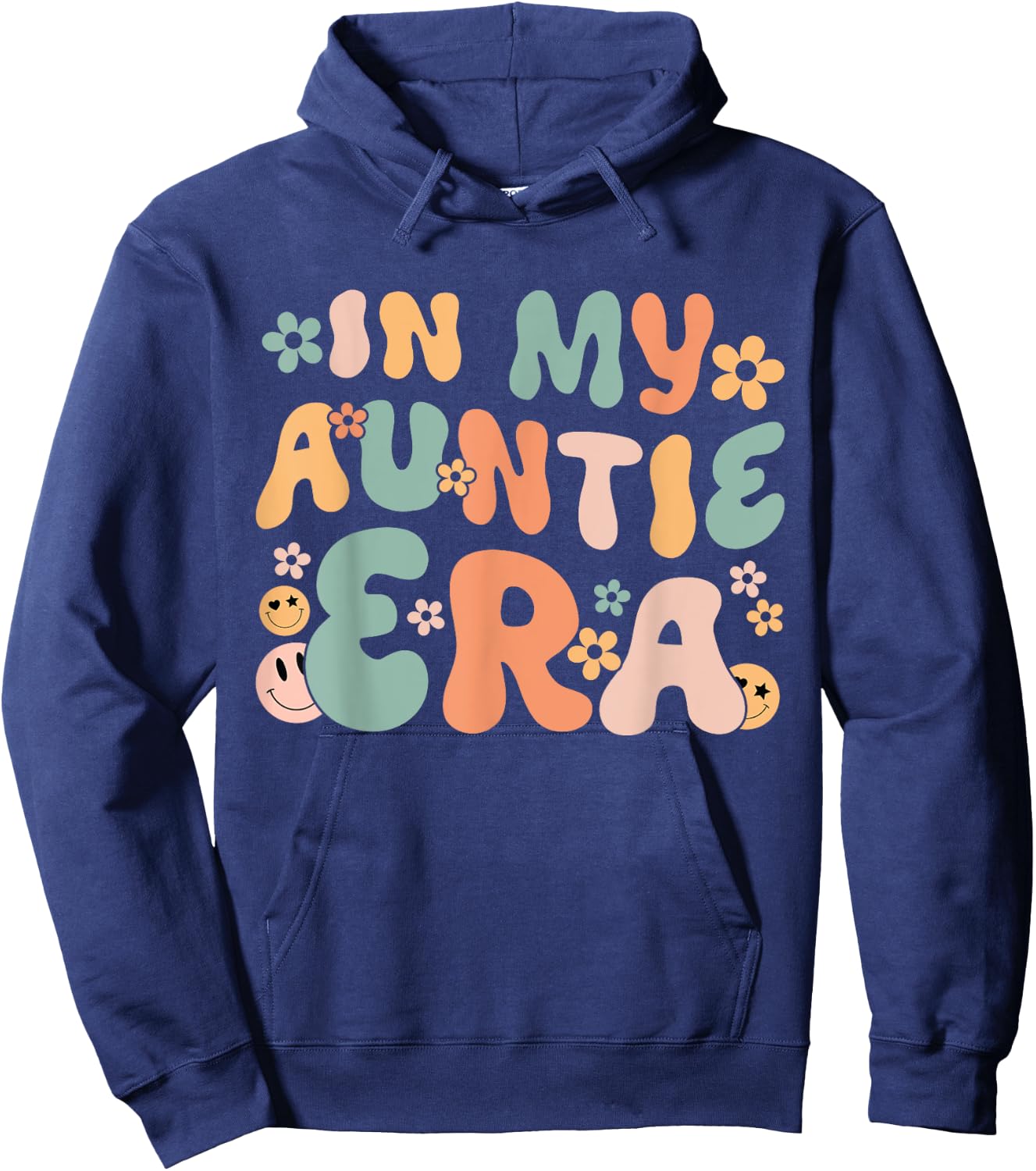 In My Auntie Era Retro Groovy Aunt Life Happy Mother's Day Hoodie - Hoodie | Navy