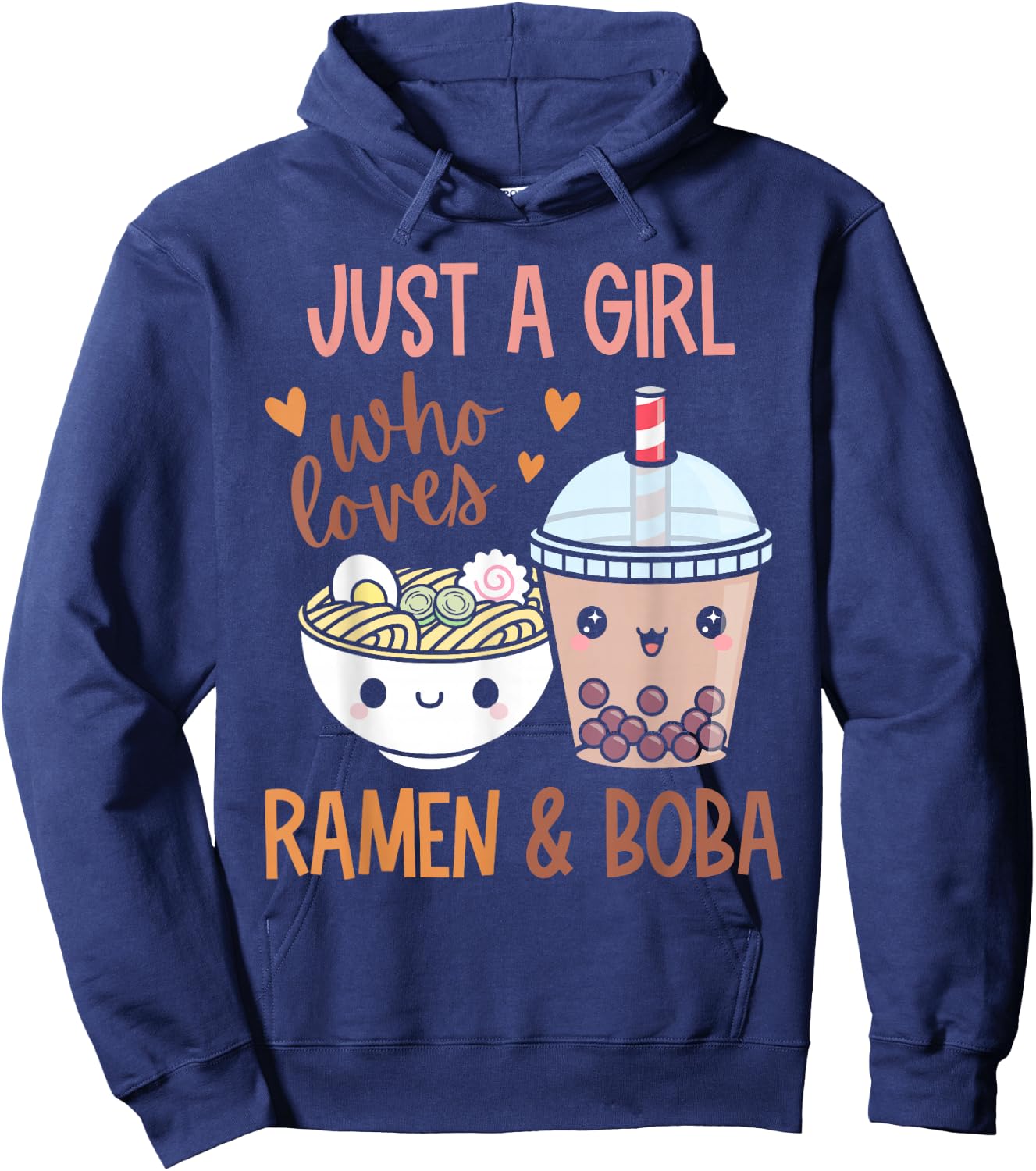 Just A Girl Who Loves Ramen and Boba Bubble Tea Japanese Hoodie - Hoodie | Navy