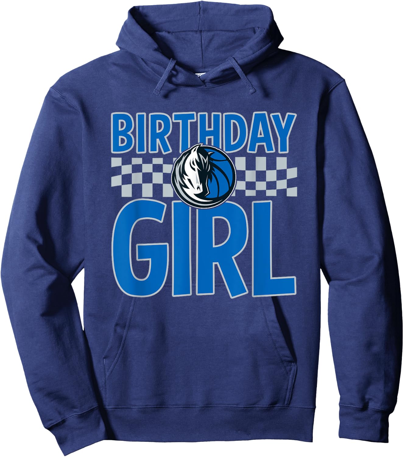 NBA Dallas Mavericks Birthday Girl Checkered Logo Hoodie - Hoodie | Navy