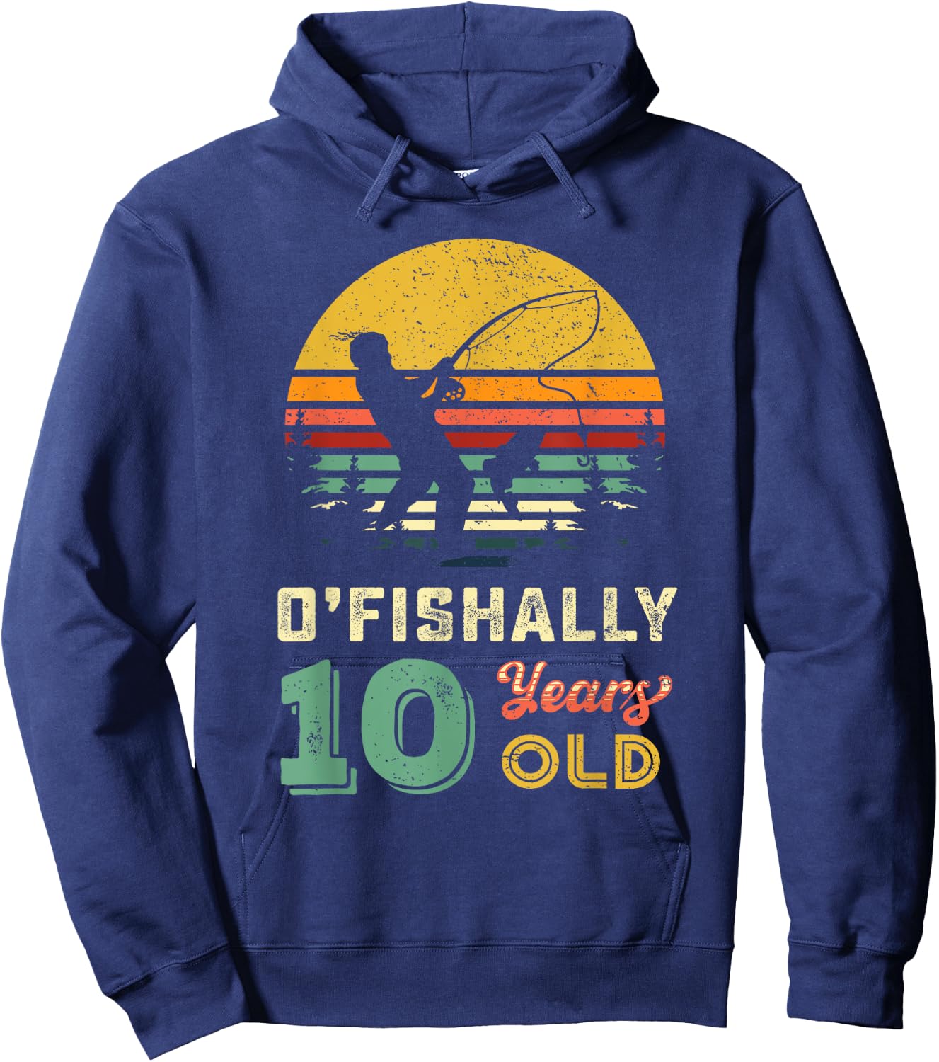10 Years Old Fishing Gift 10 yo Ten Year Old 10th Birthday Hoodie - Hoodie | Navy