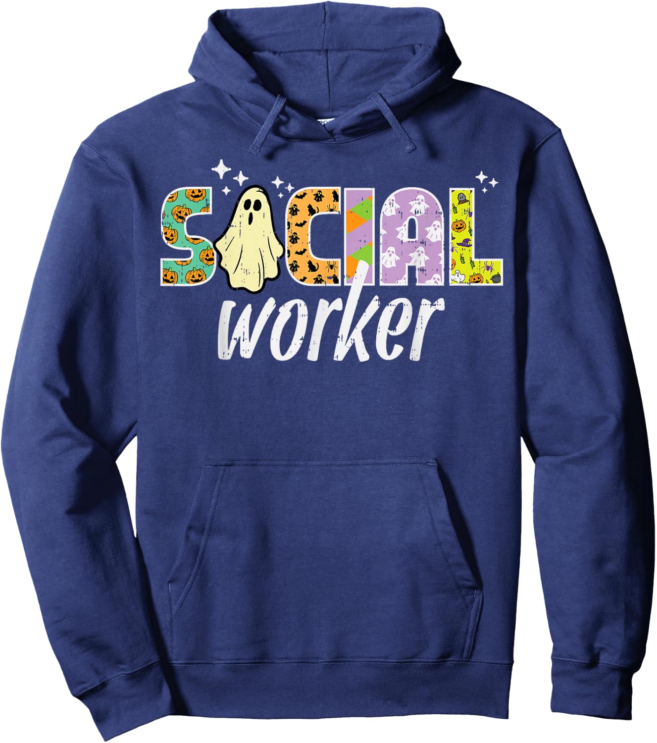 Halloween Social Worker Ghost Advocate Costume Women Men Hoodie - Hoodie | Navy