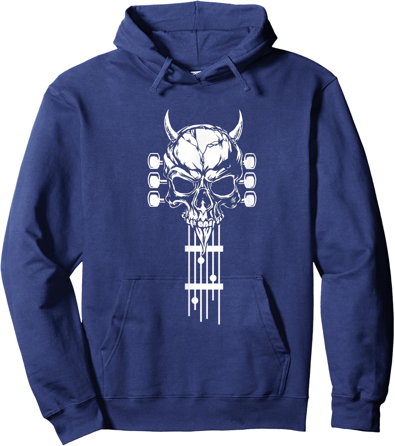 Skull Guitar Shirt Heavy Metal Band Guitar Player Guitarists Hoodie - Hoodie | Navy