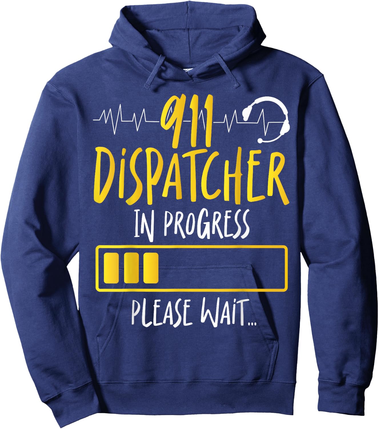 911 Dispatcher Thin Gold Yellow Line 911 Dispatcher In Hoodie - Hoodie | Navy