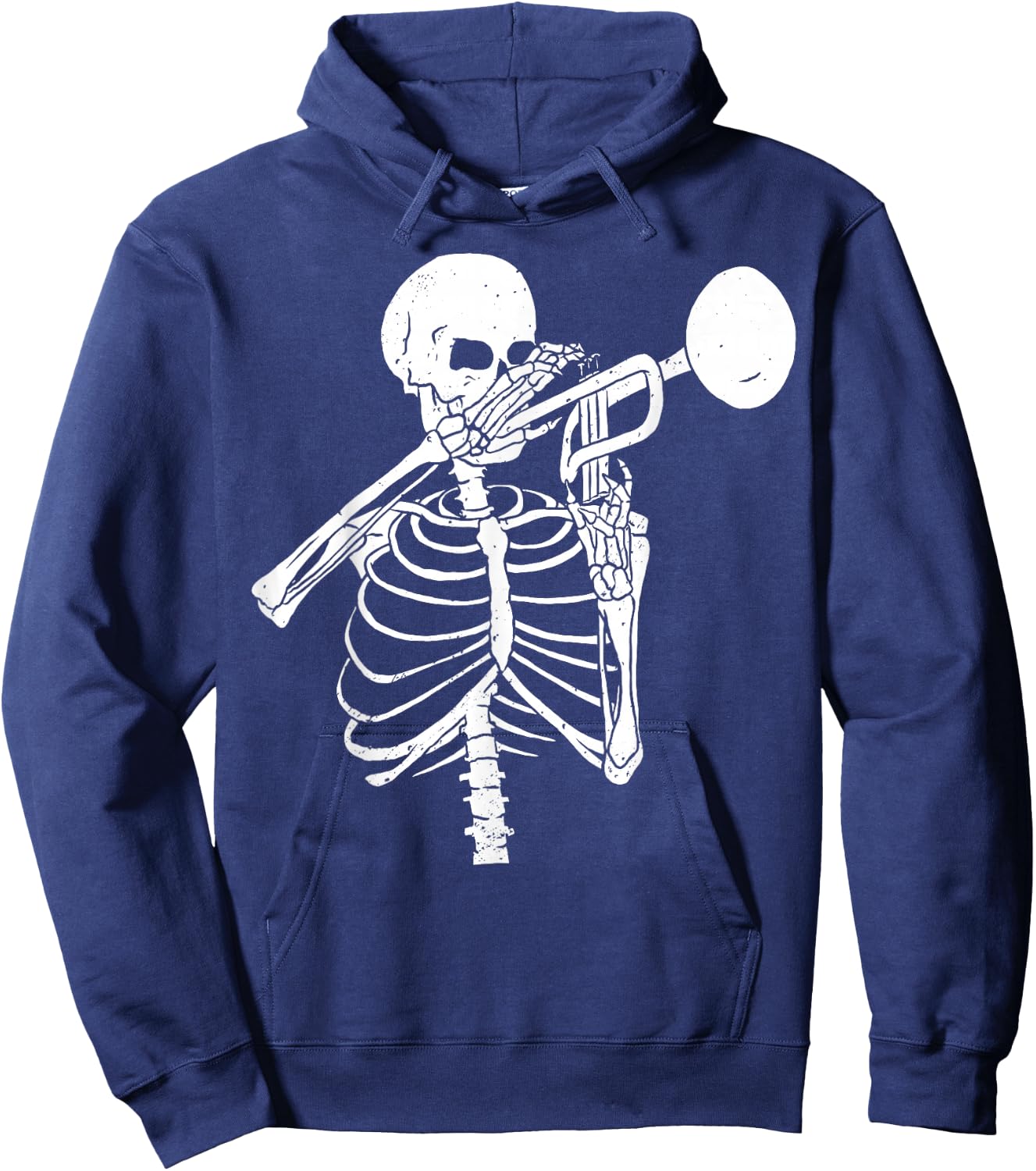 Trumpet Lover Forever - Skeleton Playing Trumpet Hoodie - Hoodie | Navy
