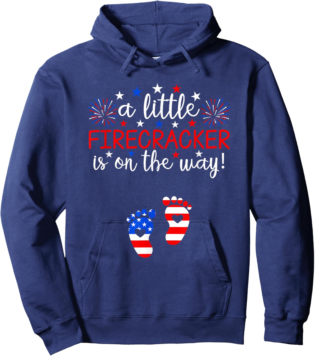 A Little Firecracker is on The Way 4th of July Pregnancy Hoodie - Hoodie | Navy