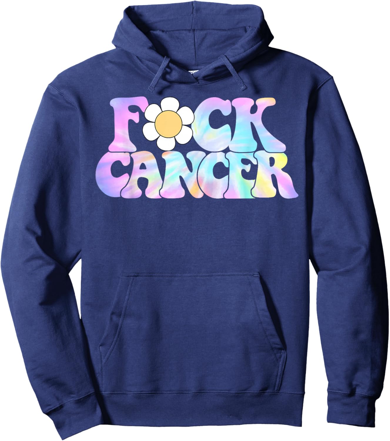 Fuck Cancer Retro Groovy All Cancer Awareness Men Women Hoodie - Hoodie | Navy