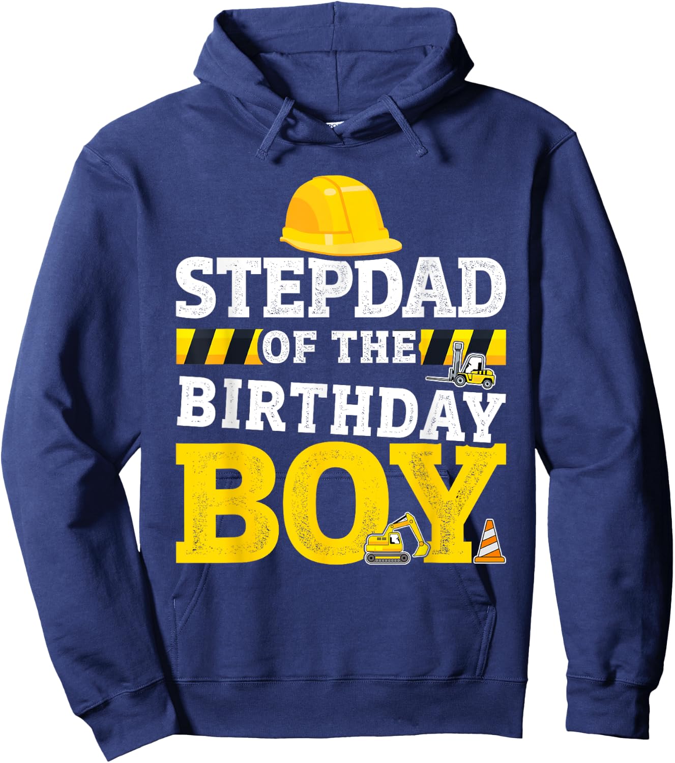 Stepdad of birthday boy matching family construction party Hoodie - Hoodie | Navy