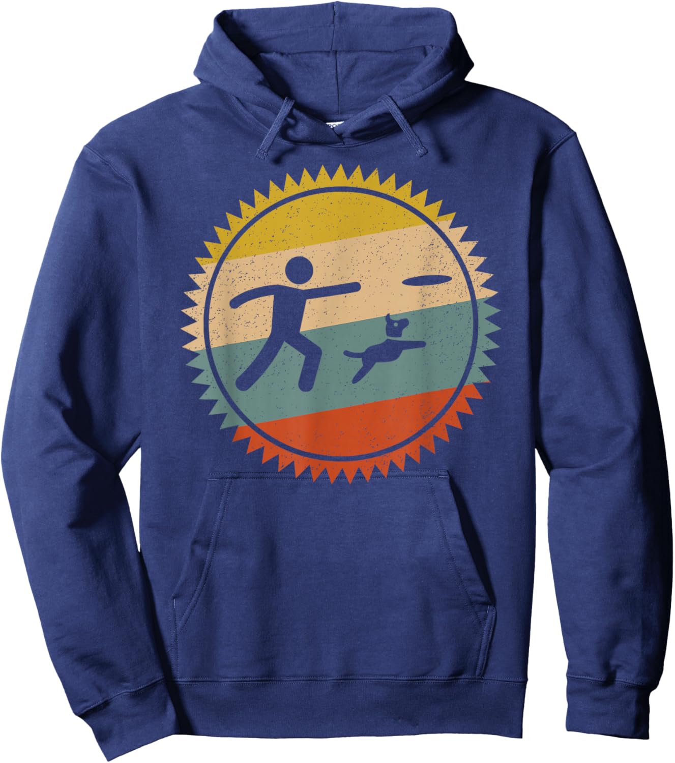 Frisbee With Dog Vintage For Dog Lovers Hoodie - Hoodie | Navy
