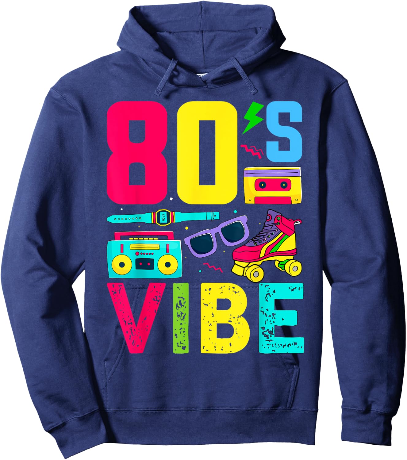 80s Vibe 1980s Fashion Theme Party Outfit Eighties Costume Hoodie - Hoodie | Navy