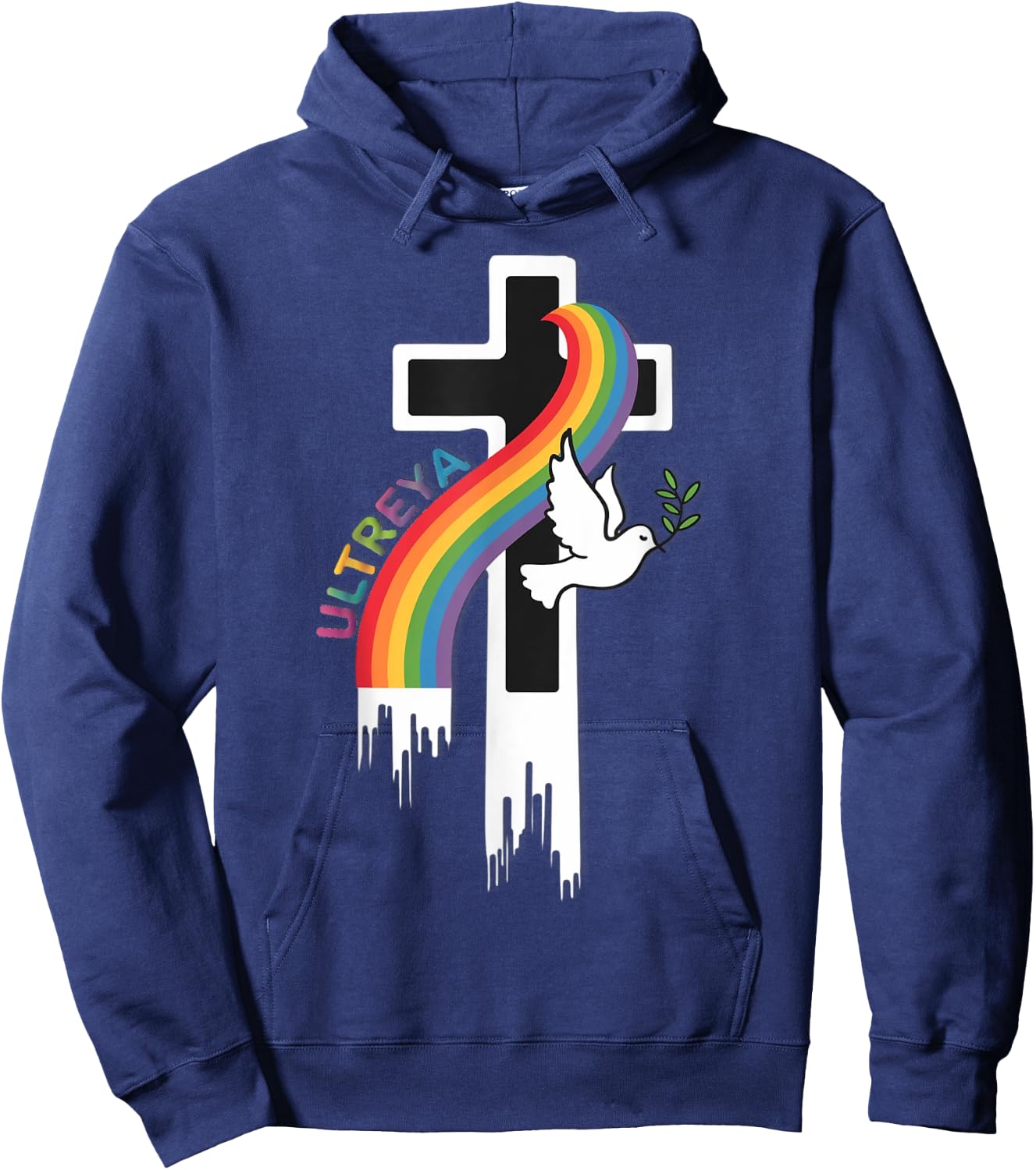 DeColores Cursillo Rainbow Rooster Catholic Hoodie - Hoodie | Navy