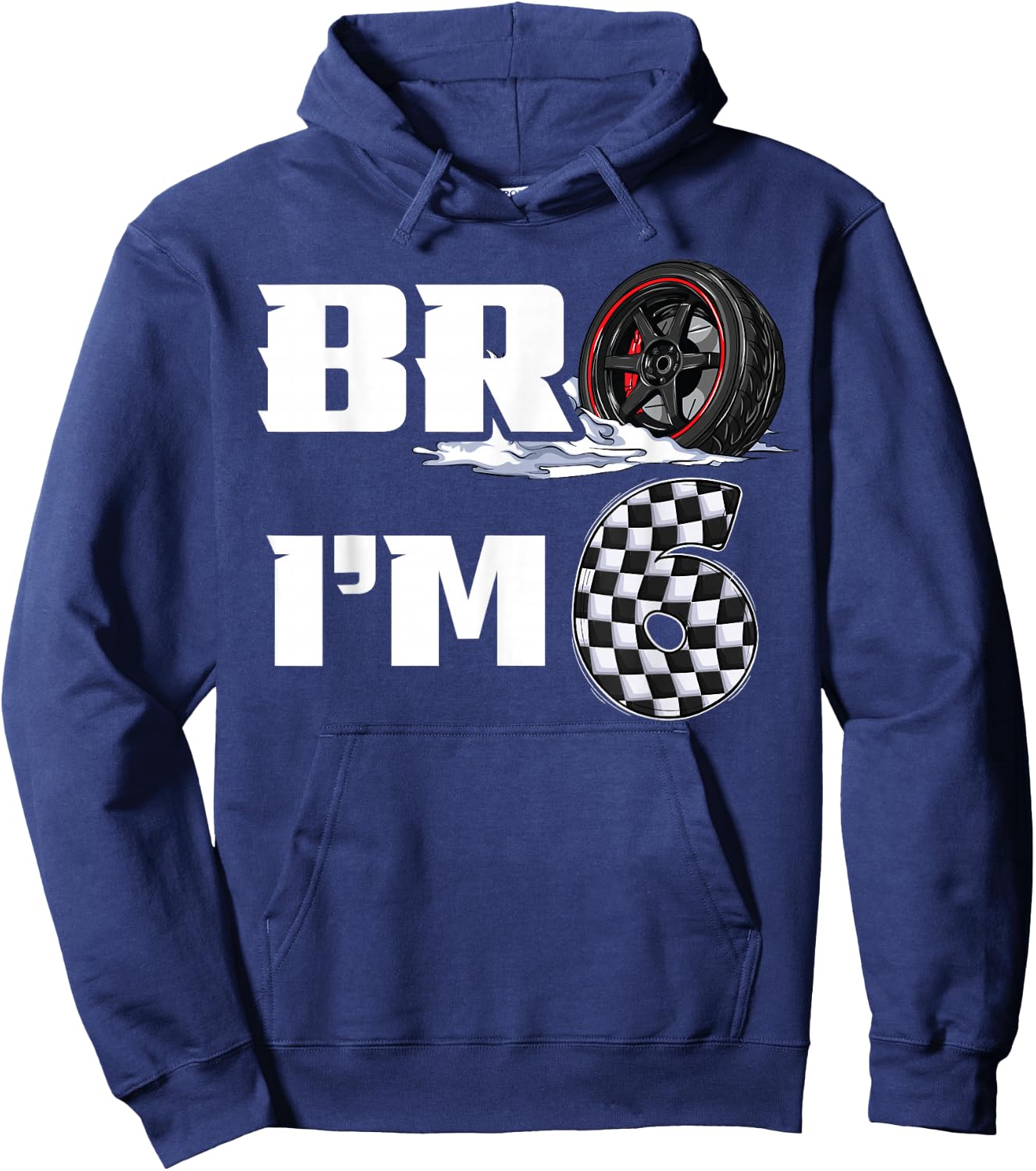 6th Birthday Boy pit crew Bro I’m 6 Year Old race car racing Hoodie - Hoodie | Navy