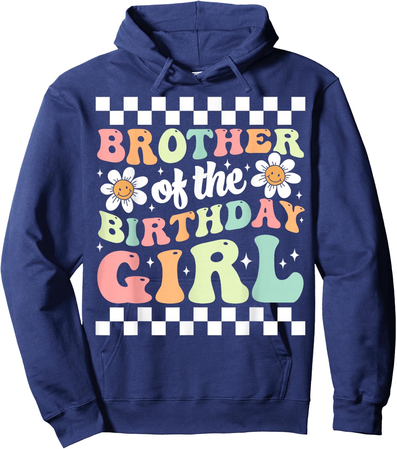 Brother of The Birthday Girl Family Groovy Birthday Party Hoodie - Hoodie | Navy